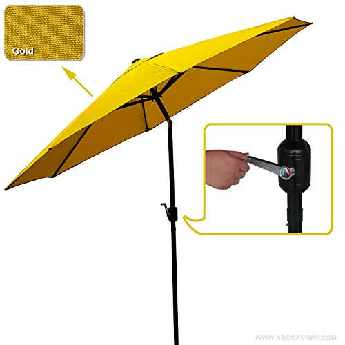 Big Sale AbcCanopy Commercial 9-Feet Patio Umbrella with Push Button Tilt and Crank 8 Steel Ribs Gold