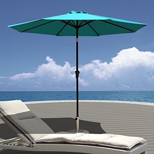 Cobana 9 Ft Aluminum Patio Umbrella Outdoor Table Umbrella With Push Button Tilt And Crank 8 Steel Ribs 100