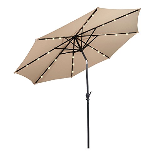 Giantex 10ft Patio Solar Umbrella Led Patio Market Steel Tilt W Crank Outdoor New