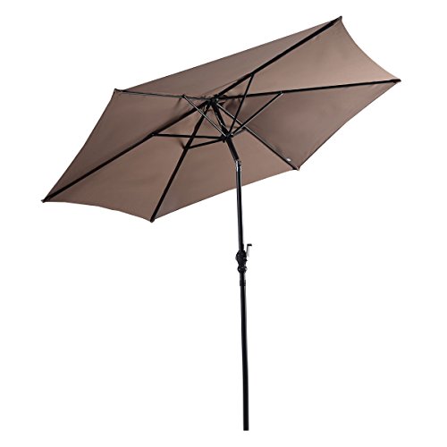 Giantex 9ft Patio Umbrella Patio Market Steel Tilt W Crank Outdoor Yard Garden tan