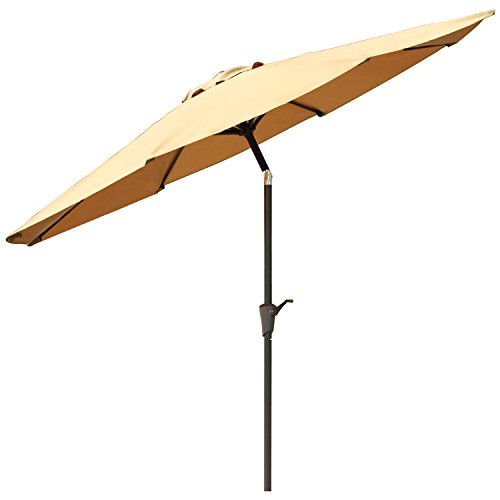 Ollieroo&reg Patio Umbrella Tilt Beige Aluminum 9ft Outdoor Market Umbrella With Crank 8 Steel Ribs And Wind Vent