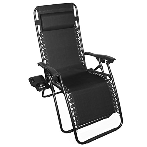 Odaof Zero Gravity Recliner Lounge Patio Pool Chair Black