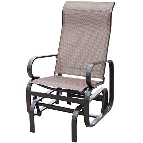 Patiopost Outdoor Teslin Mesh Fabric Patio Sling Glider Chair - Mocha