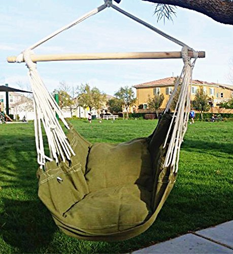 Hammock Chair Hanging Rope Chair Porch Swing Outdoor Chairs Lounge Camp Seat At Patio Lawn Garden Backyard Army Green