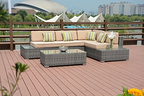 Direct Wicker Modern Outdoor Backyard Wicker Rattan Patio Furniture Sofa Sectional Couch Set - Mixed Brown