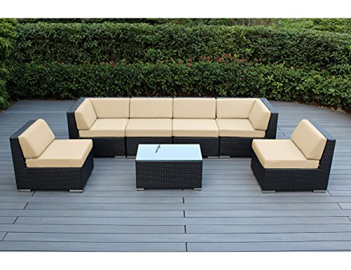 Ohana 7-piece Outdoor Patio Wicker Furniture Sectional Conversation Set With Weather Resistant Cushions Sunbrella