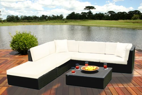 Outdoor Wicker Furniture New All Weather PE Resin 6pc Patio Deep Seating Sectional Sofa Set