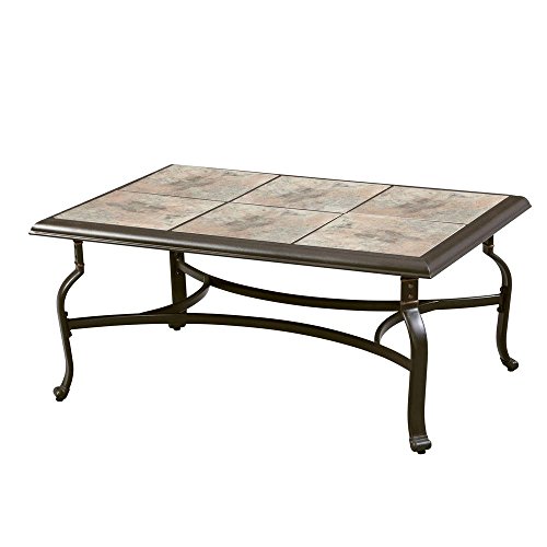 Belleville Fts80721 Ceramic Tile Top Outdoor Patio Rectangular Coffee Table Uv Weather Resistant Durable Steel