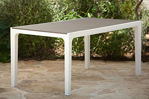 Keter Harmony Indooroutdoor Patio Dining Table With Modern Wood Style Finish Seats 6