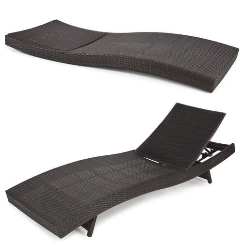 Best Choice Products Outdoor Patio Furniture PE Wicker Adjustable Pool Chaise Lounge Chair