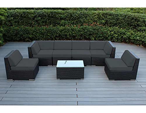 Ohana Collection 7 Piece Patio Wicker Furniture - Dark Gray