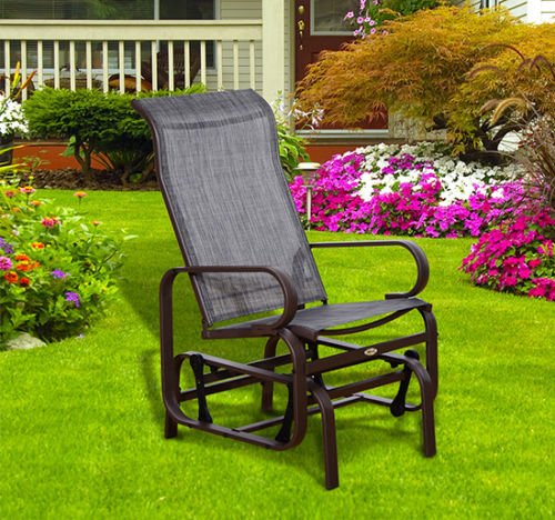 Patio Glider Lounge Bench Metal Swing Chair Rocker Mesh Porch Furniture