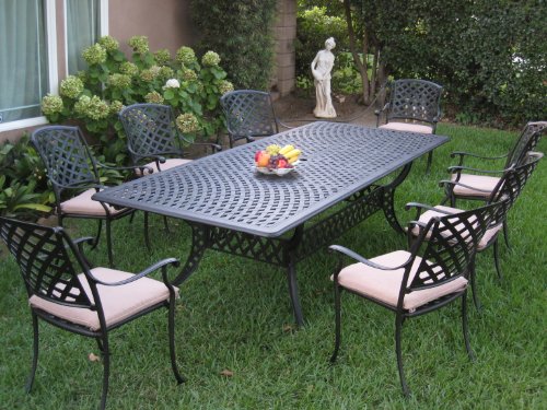 Cast Aluminum Outdoor Patio Furniture 9 Piece Extension Dining Table Set Kl09klss260112t