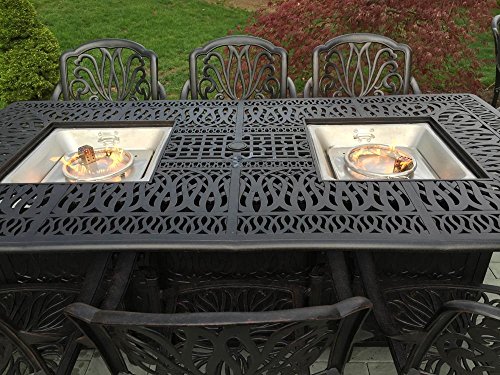 Cast Aluminum Patio Furniture Elisabeth 9 Piece Patio Dining Set Double Burner Propane Table