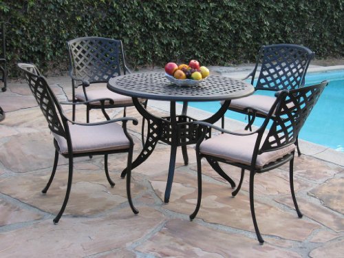 Kawaii Collection Cast Aluminum Outdoor Patio Furniture 5 Piece Dining Set Mlv110t Cbm1290