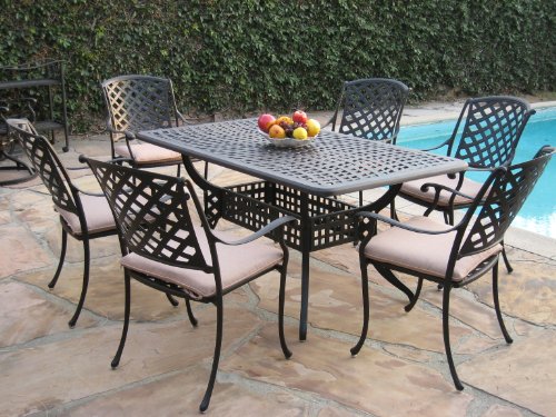 Kawaii Collection Outdoor Cast Aluminum Patio Furniture 7 Piece Dining Set ML15590T CBM1290