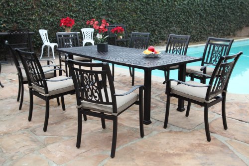 Outdoor Cast Aluminum Patio Furniture 9 Piece Heaven Collection Dining Set CBM1290