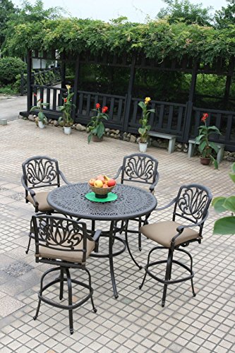 Patio Bar Sets Cast Aluminum Outdoor Furniture Elisabeth Round Table and Bar Stools