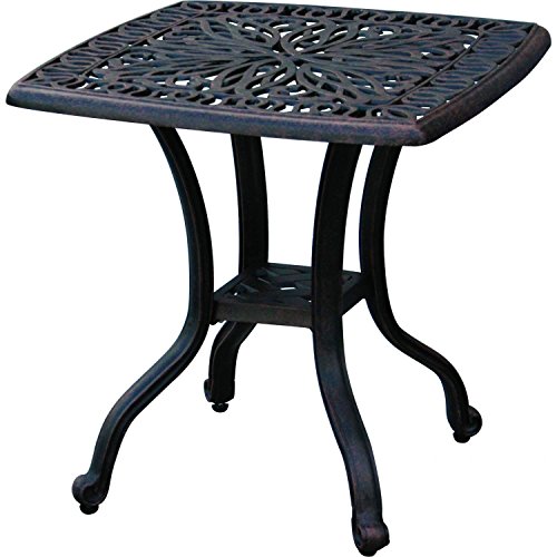 Patio End Table 21 Square Cast Aluminum Outdoor Furniture Desert Bronze