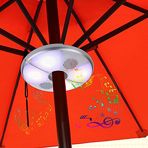 Patio Led Umbrella Light Bluetooth Speaker, Kingstar Rechargeable Outdoor Parasol Wireless Speakers Rgb Color