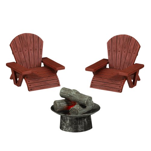 Grasslands Road Miniature Fire Pit and 2 3-Inch Tall Lawn Chairs 2-Pack
