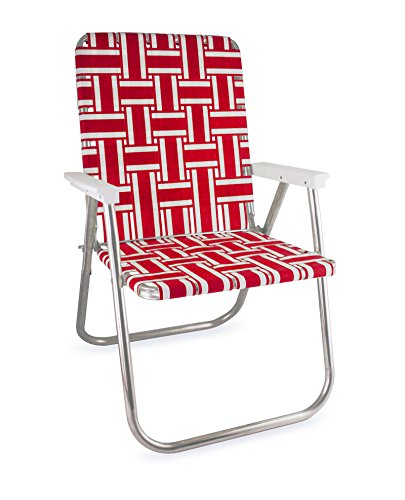 Lawn Chair Usa Webbing Chair deluxe Red And White With White Arms