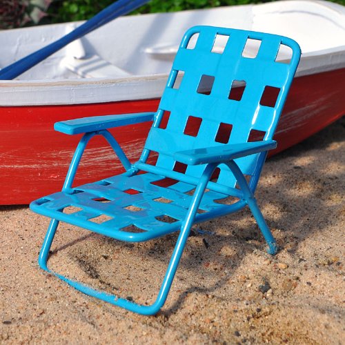 Miniature Fairy Garden Web Lawn Chair Blue