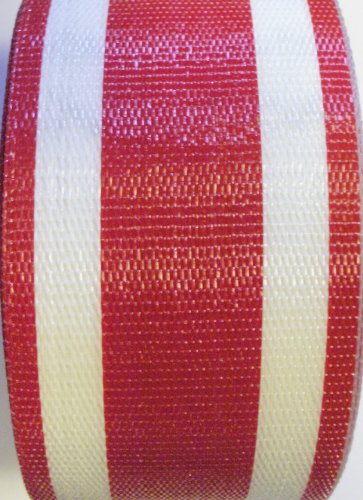 WebbingProTM Red Stripe Lawn Chair Webbing 3 Inches Wide 100 Feet Long Roll