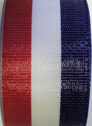 WebbingProTM Red White Blue Lawn Chair Webbing 3 Inch Wide 100 Feet Long Roll