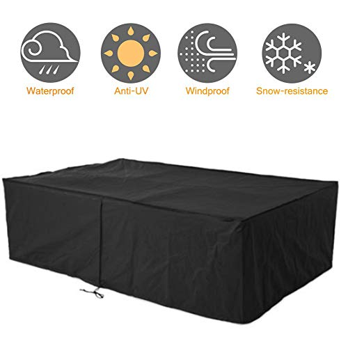 DSGYYK Garden Furniture Cover Waterproof Polyester Fiber Material for Outdoor Patio Table and Chairs Dustproof Waterproof and Windproof 133x203x63cm L x W x H - Black