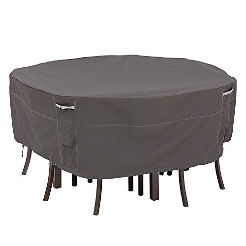 DSGYYK Round Garden Table Cover Garden Furniture Cover 600D Heavy Duty Oxford Waterproof Windproof Anti-UV Patio Circular Table Cover 239×58 cm