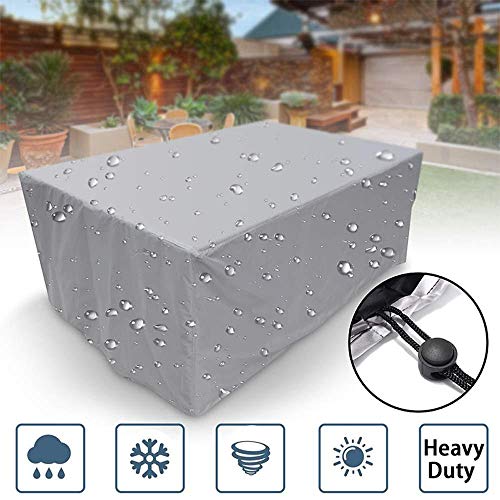 Perfuw Outdoor Patio Furniture CoversWaterproof Garden Furniture CoversAnti-UV Garden Table Covers Dustproof Tear Resistant Patio Furniture CoversRectangular 18012074cmSliver