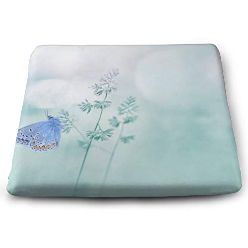 XIKEWL Premium Comfort Square Seat Cushion Bluebutterfly Print IndoorOutdoor Warm Patio Seat Cushions 14x15 for Outdoor Patio Furniture Garden Home Office