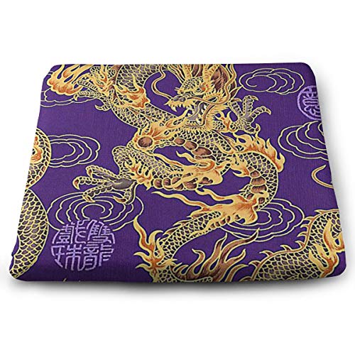 XIKEWL Premium Comfort Square Seat Cushion Chinese Style Golden Dragon Animal Print IndoorOutdoor Warm Patio Seat Cushions 14x15 for Outdoor Patio Furniture Garden Home Office
