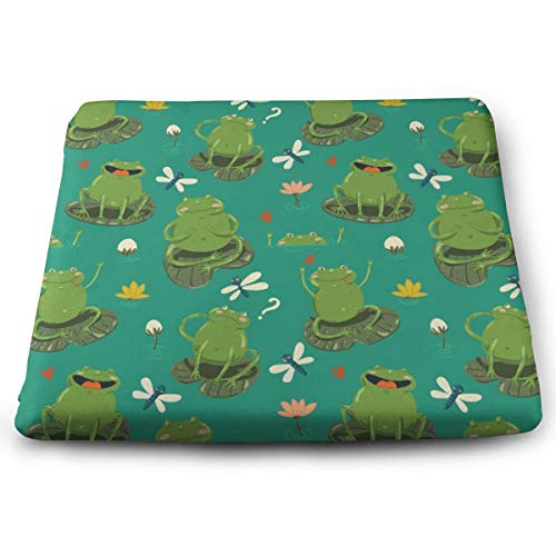 XIKEWL Premium Comfort Square Seat Cushion Lovely Frog Dragonfly Print IndoorOutdoor Warm Patio Seat Cushions 14x15 for Outdoor Patio Furniture Garden Home Office