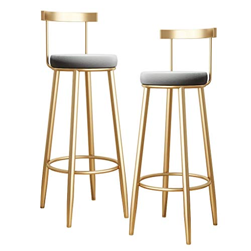 Bar furniture  Bar Stools Counter Height Barstools Footrest and Gray Velvet Upholstered Seat Dining Chair Modern Wrought Iron Furniture Hight Stool Seat Height 6575cm  Color  65cm256 Inch 