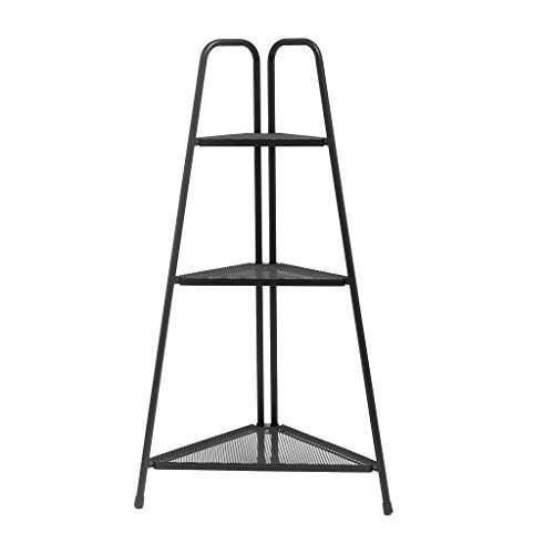 Industrial Corner Ladder Shelf 3 Tier Nordic Corner Bookcase A-Shaped Utility Display Organizer Plant Flower Stand Storage Rack Look Accent Wrought Iron Furniture Home Office Black