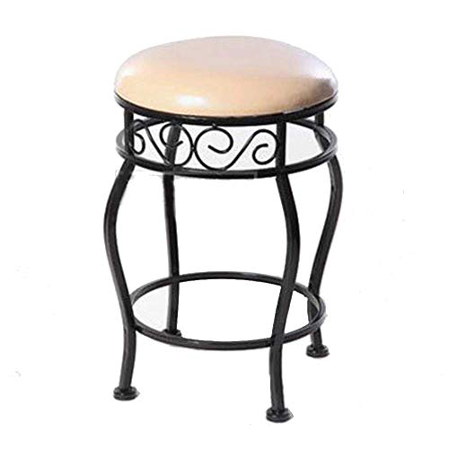 QQXX European Wrought Iron Furniture Stool Antique Soft Seat Bar Stool