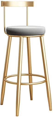 Stylish Simplicity Bar Stools Counter Height Barstools Hollow Backrest Footrest and Gray Velvet Upholstered Seat Dining Chair Modern Wrought Iron Furniture Seat Height 456575cm