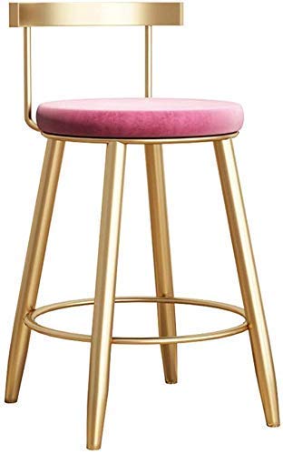 Stylish Simplicity Bar Stools Counter Height Chair Hollow Backrest Metal Legs Footrest and Velvet Upholstered Seat for Salon Chairs Modern Wrought Iron Furniture Seat Height 456575cm