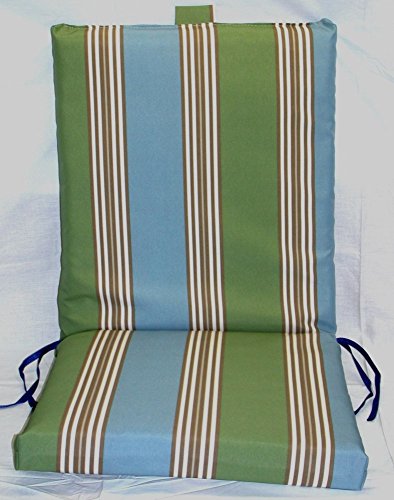 6 Reversible Outdoor Patio Chair Cushions ~ Dockside Stripe ~ 21 x 44 x 275 NEW SHIPPING INCLUDED