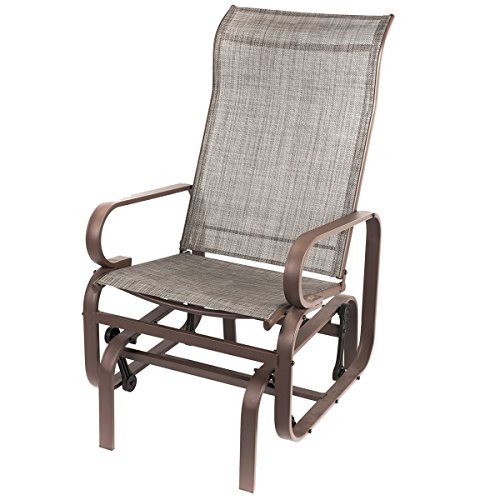 Naturefun Outdoor Patio Rocker Chair Balcony Glider Rocking Lounge Chair All Weatherproof Gray