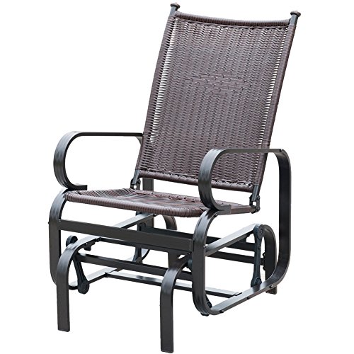 PatioPost Outdoor PE Wicker Rattan Patio Glider Chair Porch Swing Chair - Brown