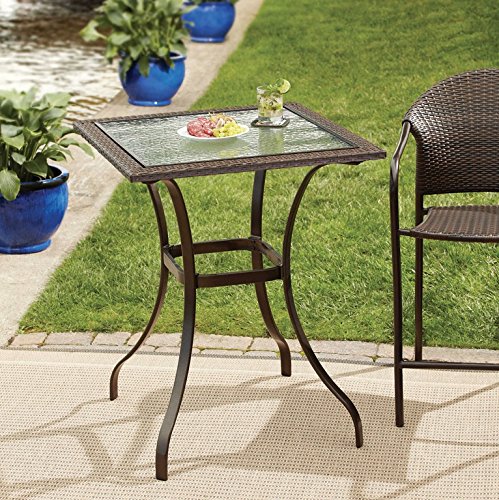 Modern Wicker And Glass Balcony Table  Outdoor Patio Furniture