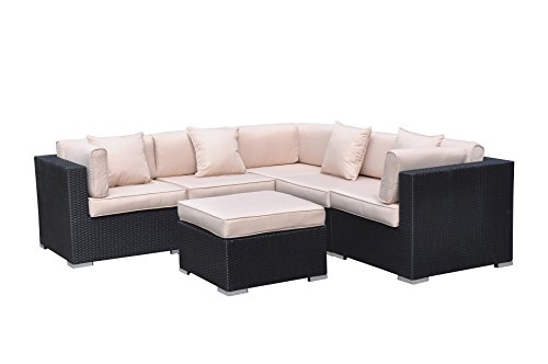 Radeway 6pc Modern Outdoor Backyard Wicker Rattan Patio Furniture Sofa Sectional Couch Set With Free Protective