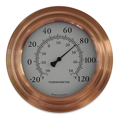 8&quot Copper Finish Decorative Indoor  Outdoor Patio Wall Thermometer