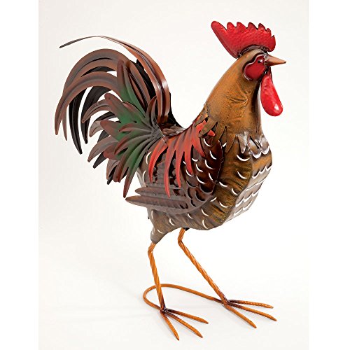 Bits and Pieces - Life-sized Rooster on the Farm - Metal Garden Sculpture - Our Metal Rooster Is Perfect for Home and Garden DÃ©cor - Metal Garden Art Outdoor Lawn and Patio Decor Backyard Sculpture