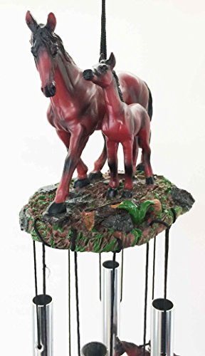 Farm Countryside Brown Horse With Foal Resonant Relaxing Wind Chime Garden Patio Decor