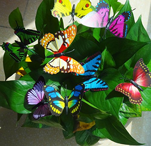 Garden Butterfly Stakes Outdoor Yard Ornaments Patio Decor Planter Wall Colorful Butterfly Decorations Party Supplies Crafts 25