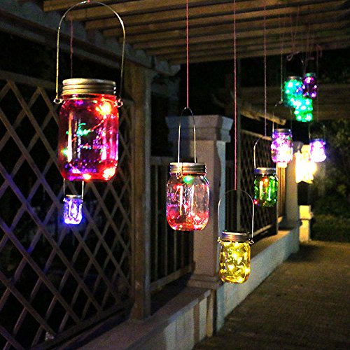 Holidayli Solar Mason Jar Lights Multi Pack LED Colorful Solar Fairy Lights Lids Insert for Garden Deck Patio Decor Hanging Lantern Lights 1-Pack